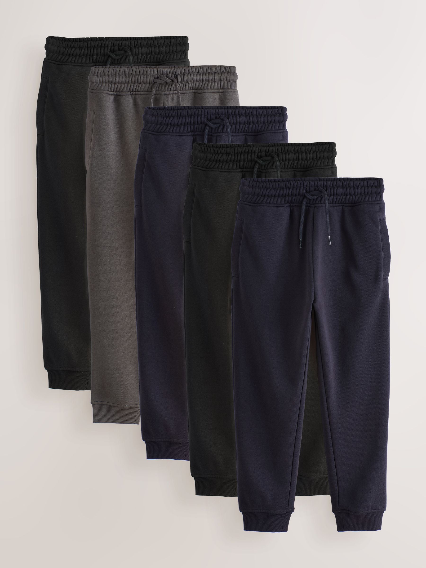 Dsiney Kidz - Black/Navy/Grey Slim Fit Basic Joggers 5 Pack (3-16yrs) image 1