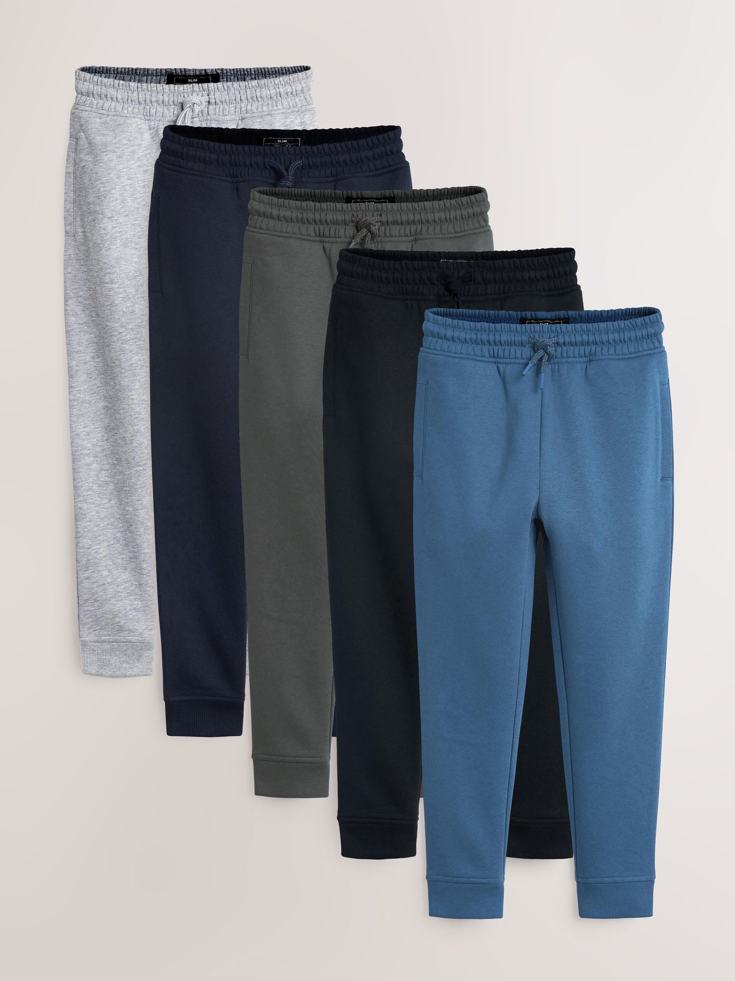 Dsiney Kidz - Blue/Grey/Black Slim Fit Basic Joggers 5 Pack (3-16yrs) image 1