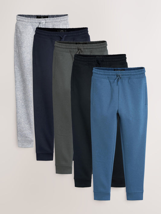 Dsiney Kidz - Blue/Grey/Black Slim Fit Basic Joggers 5 Pack (3-16yrs) image 1