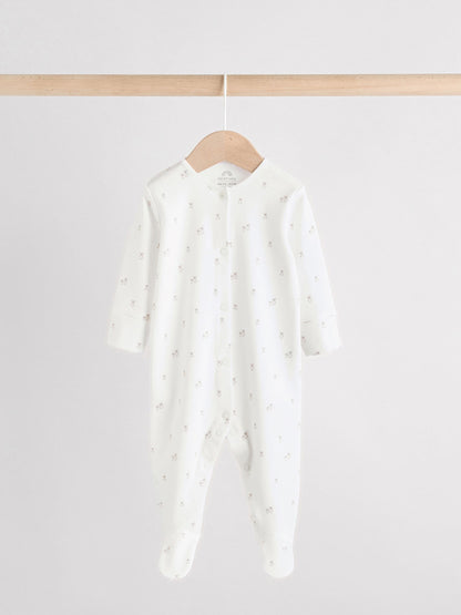 White Baby Sleepsuit, Bodysuit, Beanie and Bib Set 4 Piece (0-9mths) image 2