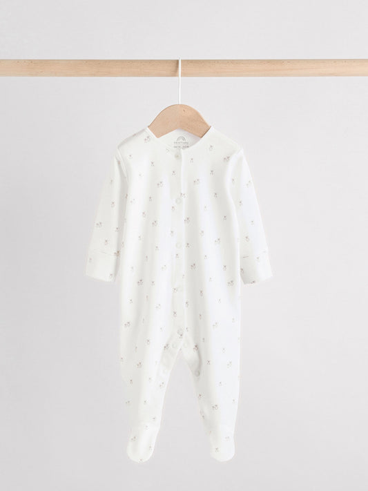 White Baby Sleepsuit, Bodysuit, Beanie and Bib Set 4 Piece (0-9mths) image 2