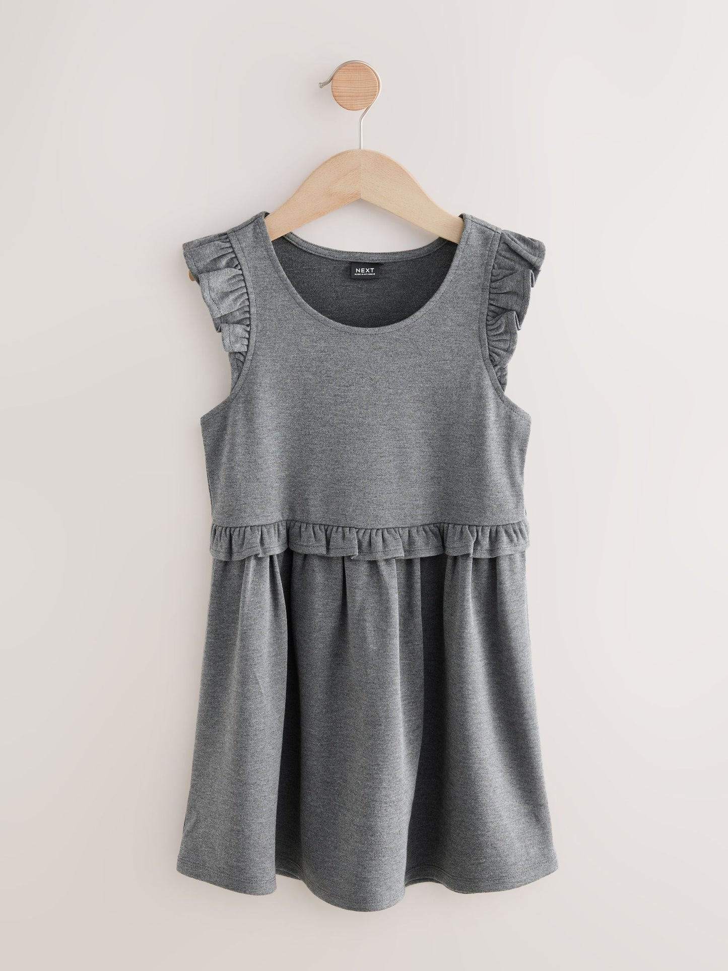 Grey Jersey Stretch Frill School Pinafor (3-14yrs) image 4