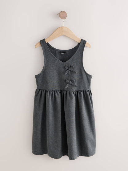 Grey Asymmetric Bow Front School Pinafore Dress (3-14yrs) image 5