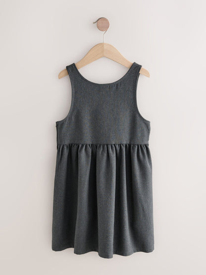 Grey Asymmetric Bow Front School Pinafore Dress (3-14yrs) image 6