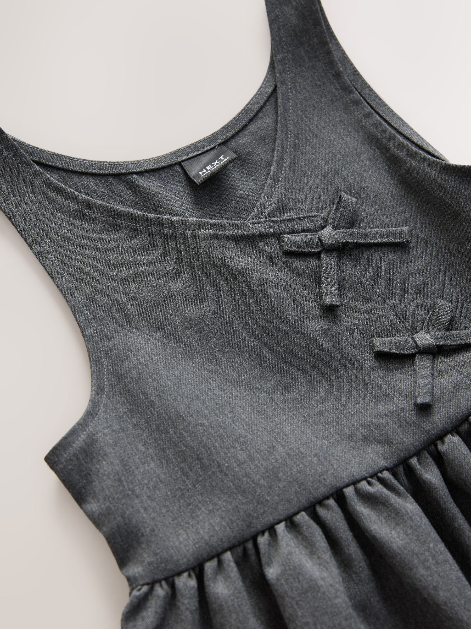 Grey Asymmetric Bow Front School Pinafore Dress (3-14yrs) image 7