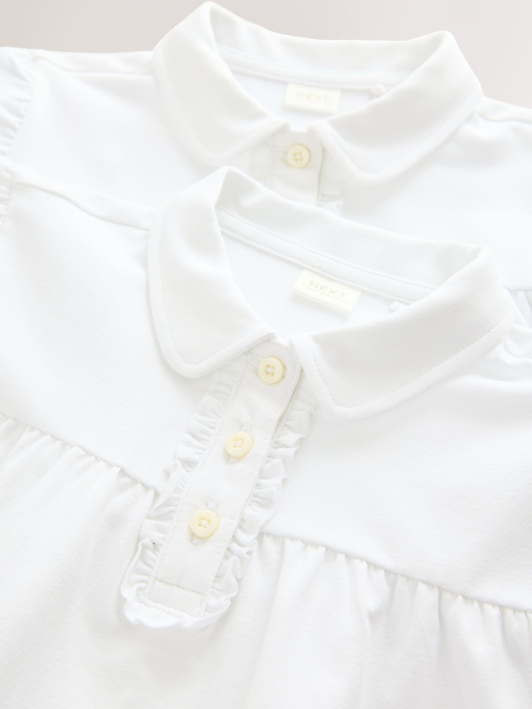 Dsiney Kidz - White 2 Pack Girls Cotton Stretch Frill Shoulder School Polo Tops (3-16yrs) image 5