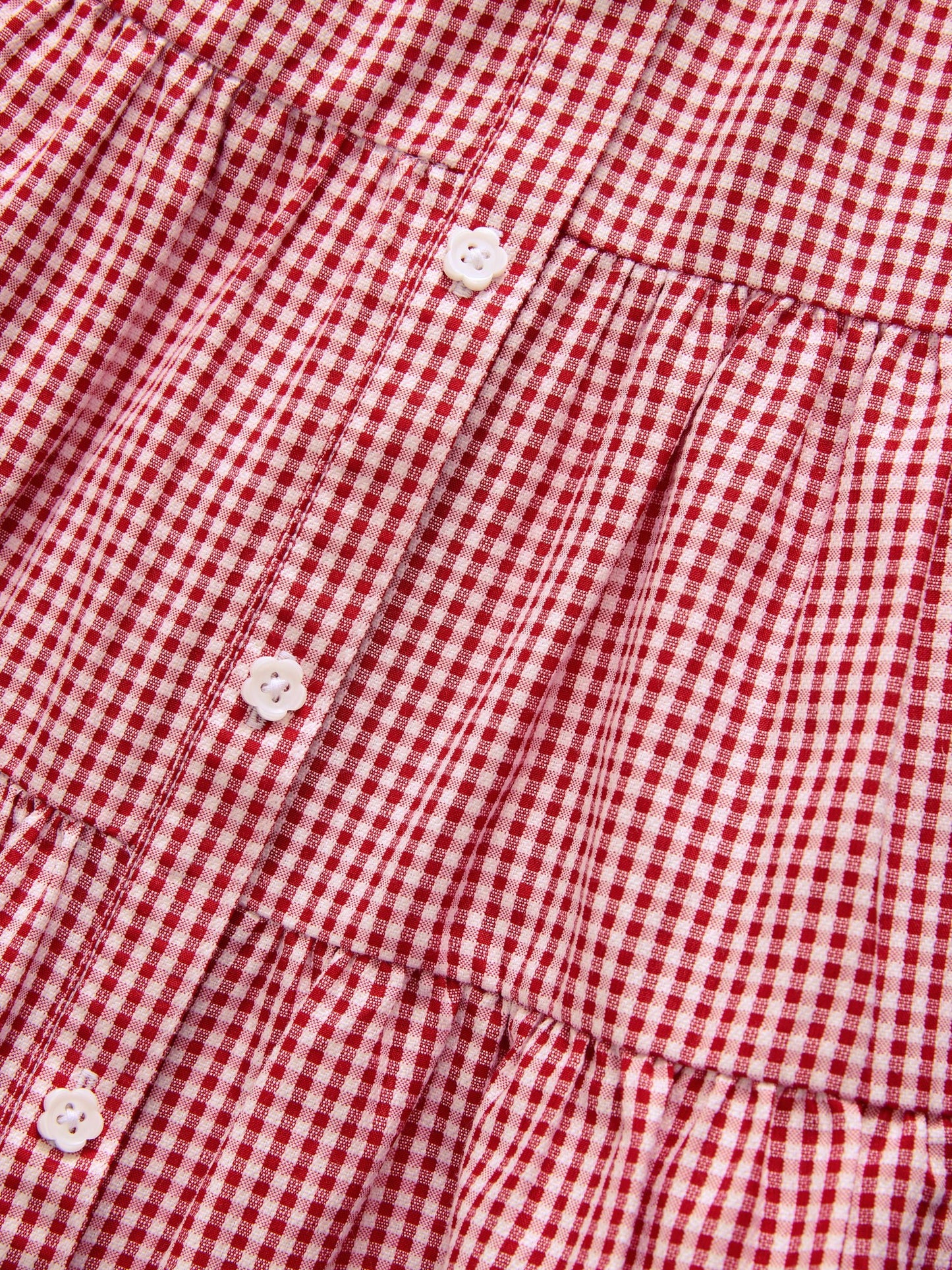 Red Cotton Rich School Gingham Tiered Shirt Collar Dress (3-14yrs) image 7