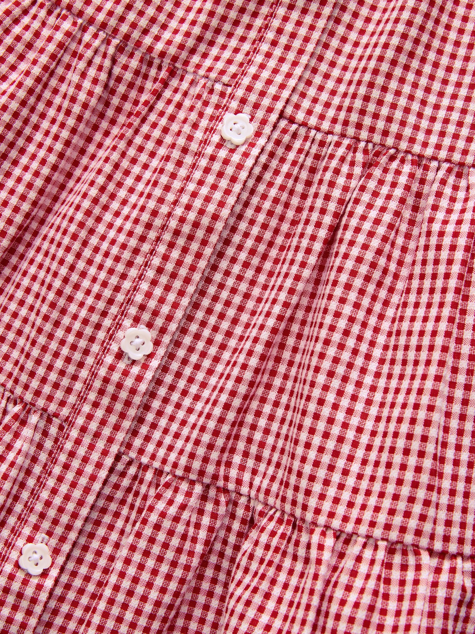 Red Cotton Rich School Gingham Tiered Shirt Collar Dress (3-14yrs) image 7