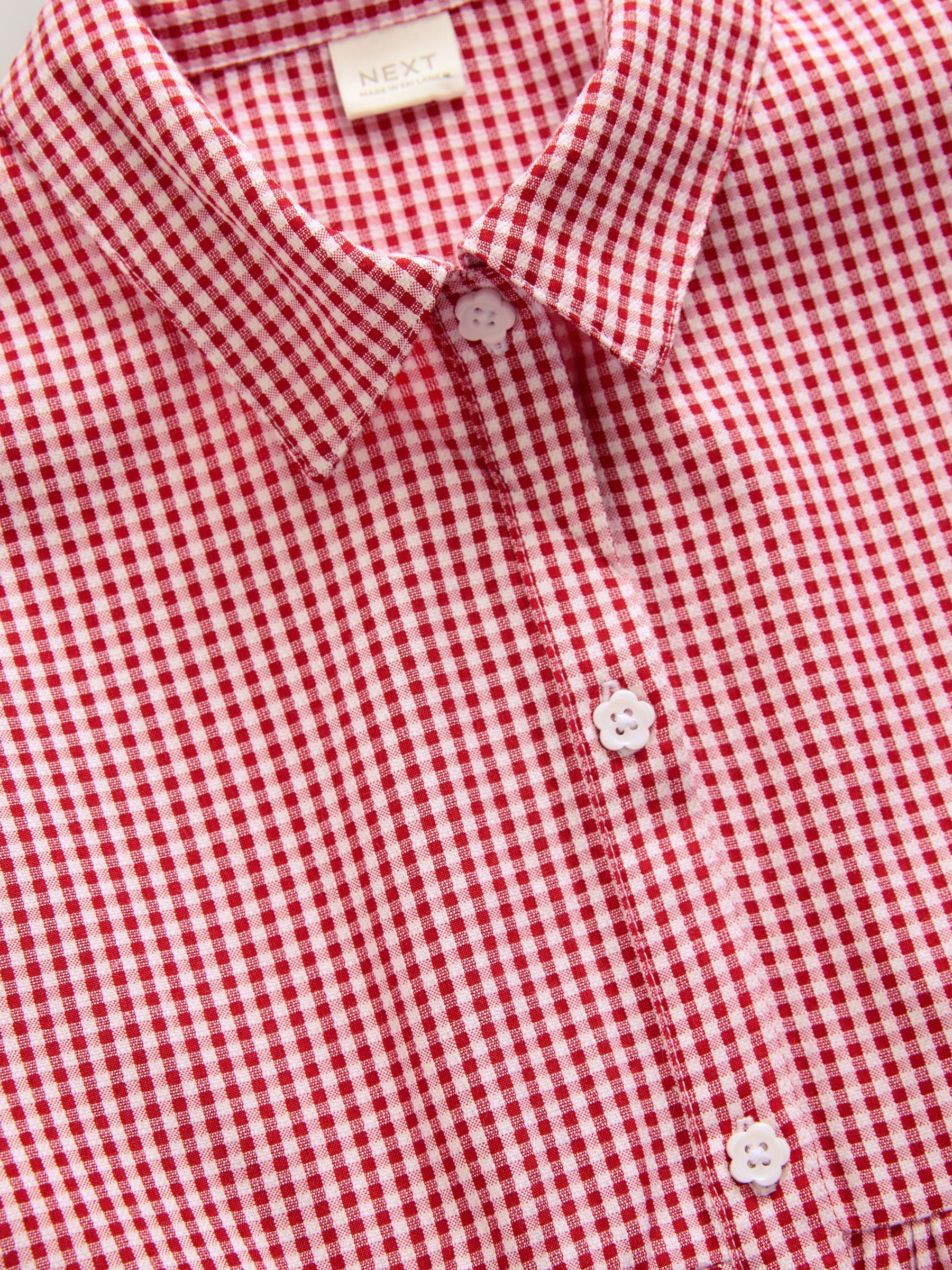 Red Cotton Rich School Gingham Tiered Shirt Collar Dress (3-14yrs) image 8