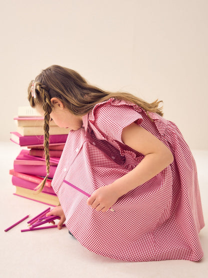 Red Cotton Rich Frill Gingham School Dress (3-14yrs) image 2