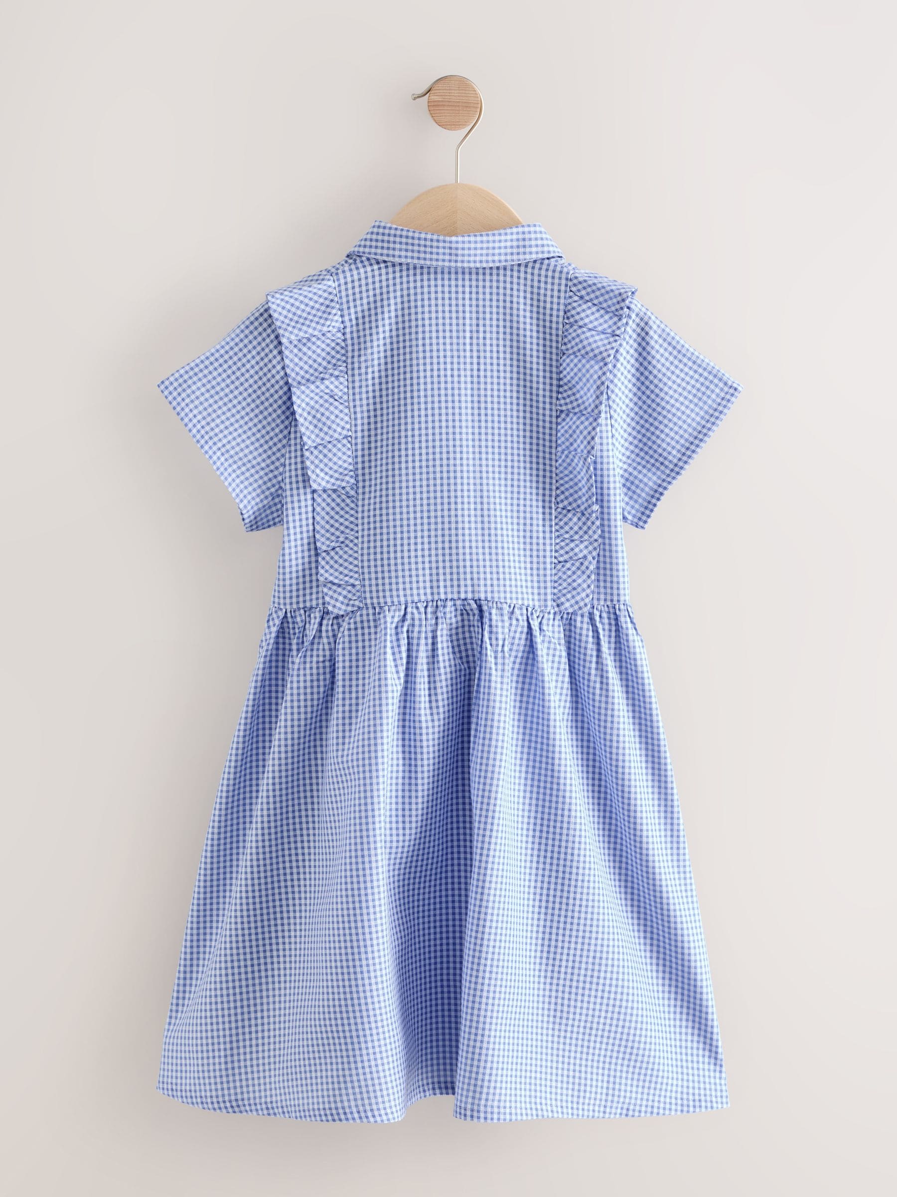 Blue Cotton Rich Frill Gingham School Dress (3-14yrs) image 6