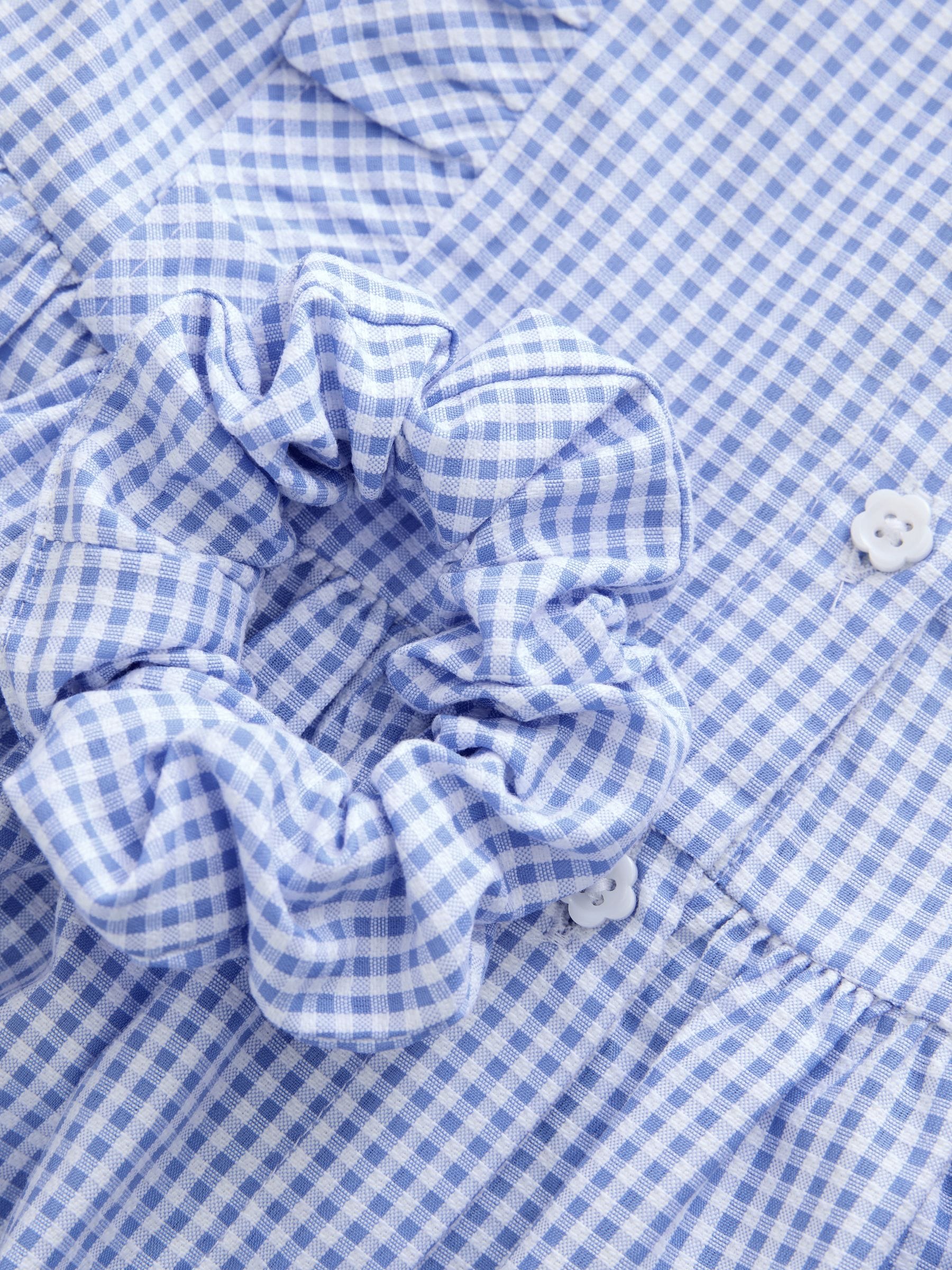 Blue Cotton Rich Frill Gingham School Dress (3-14yrs) image 8