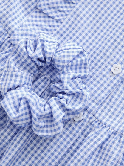 Blue Cotton Rich Frill Gingham School Dress (3-14yrs) image 8