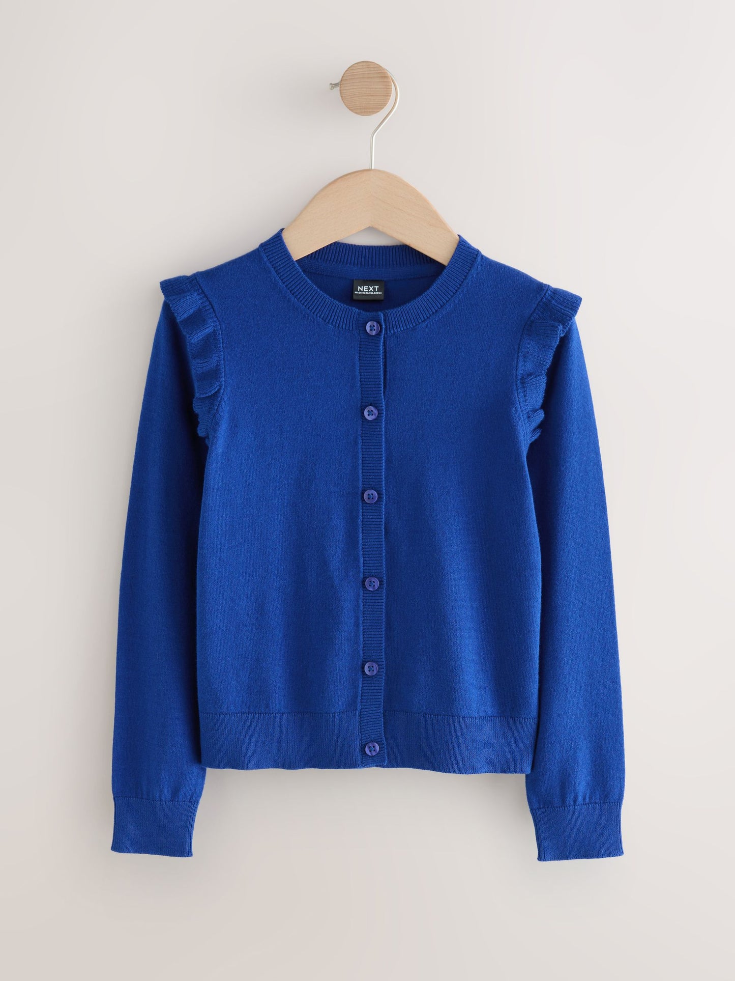 Dsiney Kidz - Blue Cotton Rich Frill Shoulder School Cardigan (3-16yrs) image 5