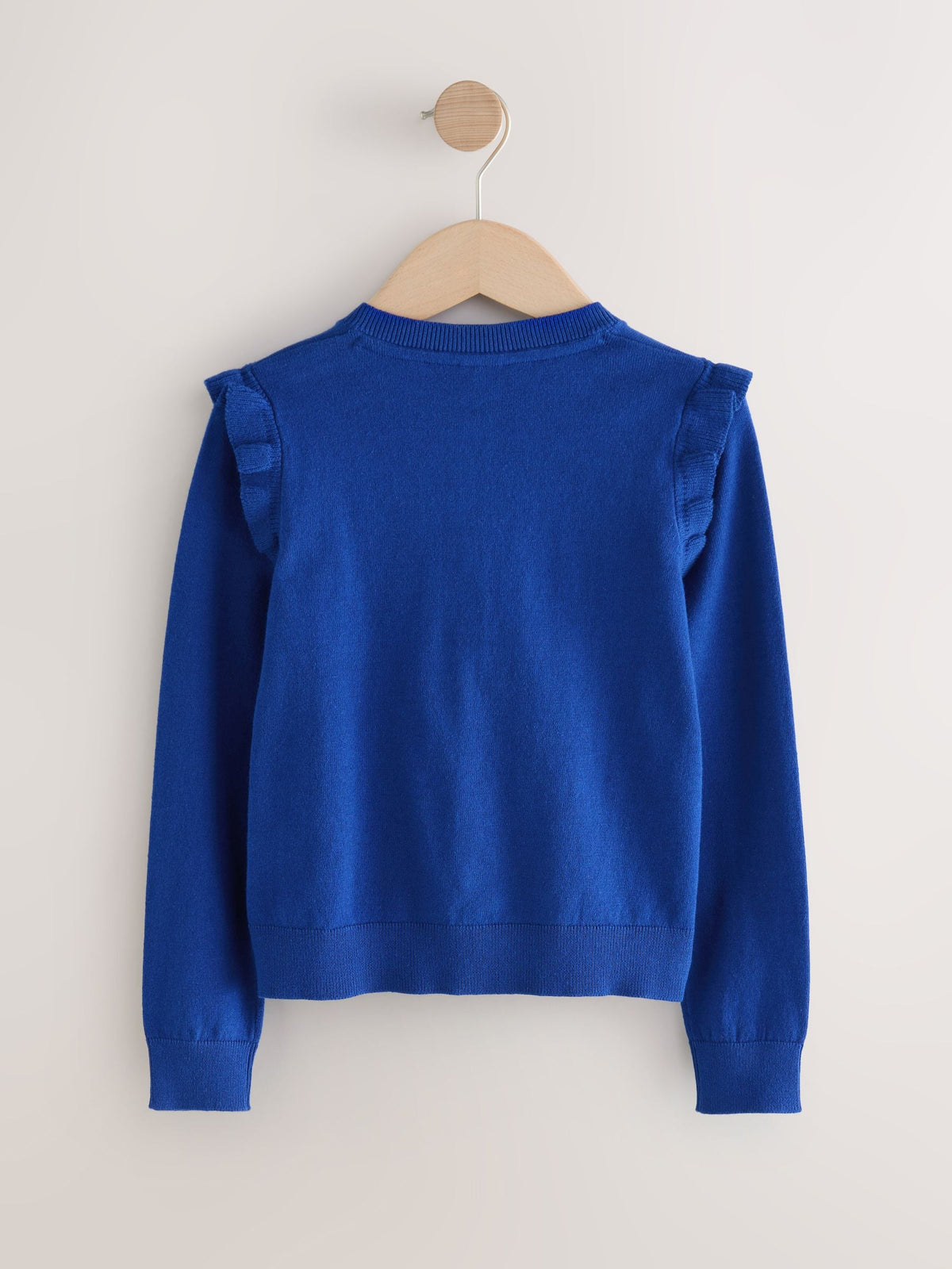 Dsiney Kidz - Blue Cotton Rich Frill Shoulder School Cardigan (3-16yrs) image 6