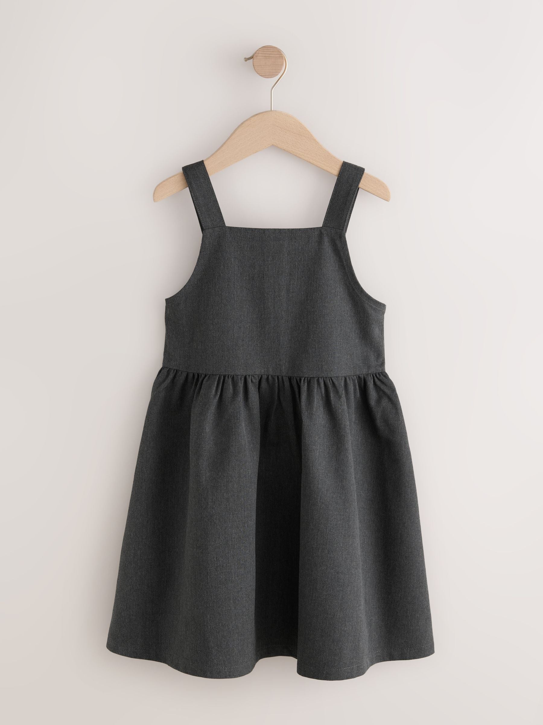 Grey Button Front Embroidered Pinafore School Dress (3-14yrs) image 7