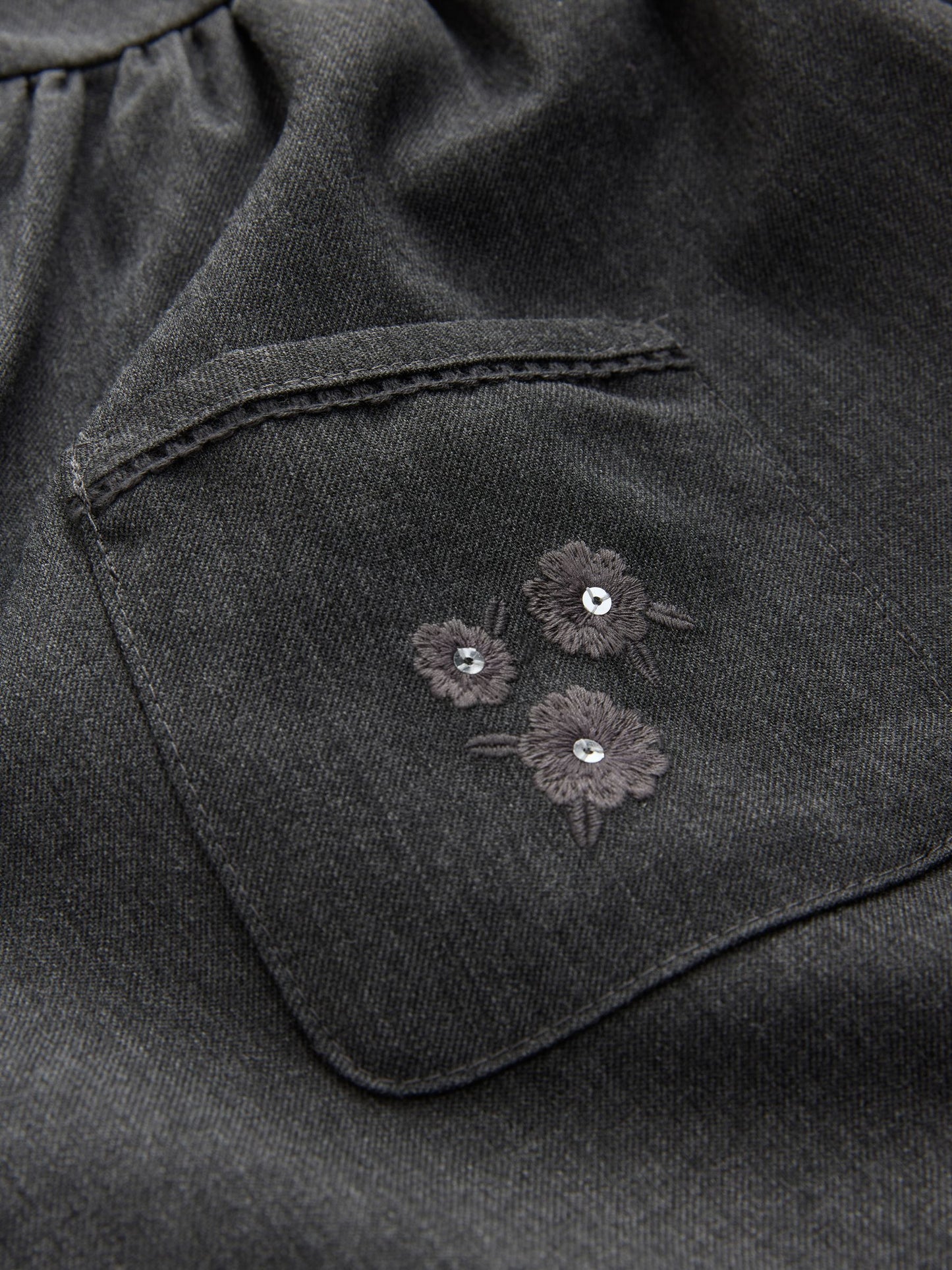 Grey Button Front Embroidered Pinafore School Dress (3-14yrs) image 9