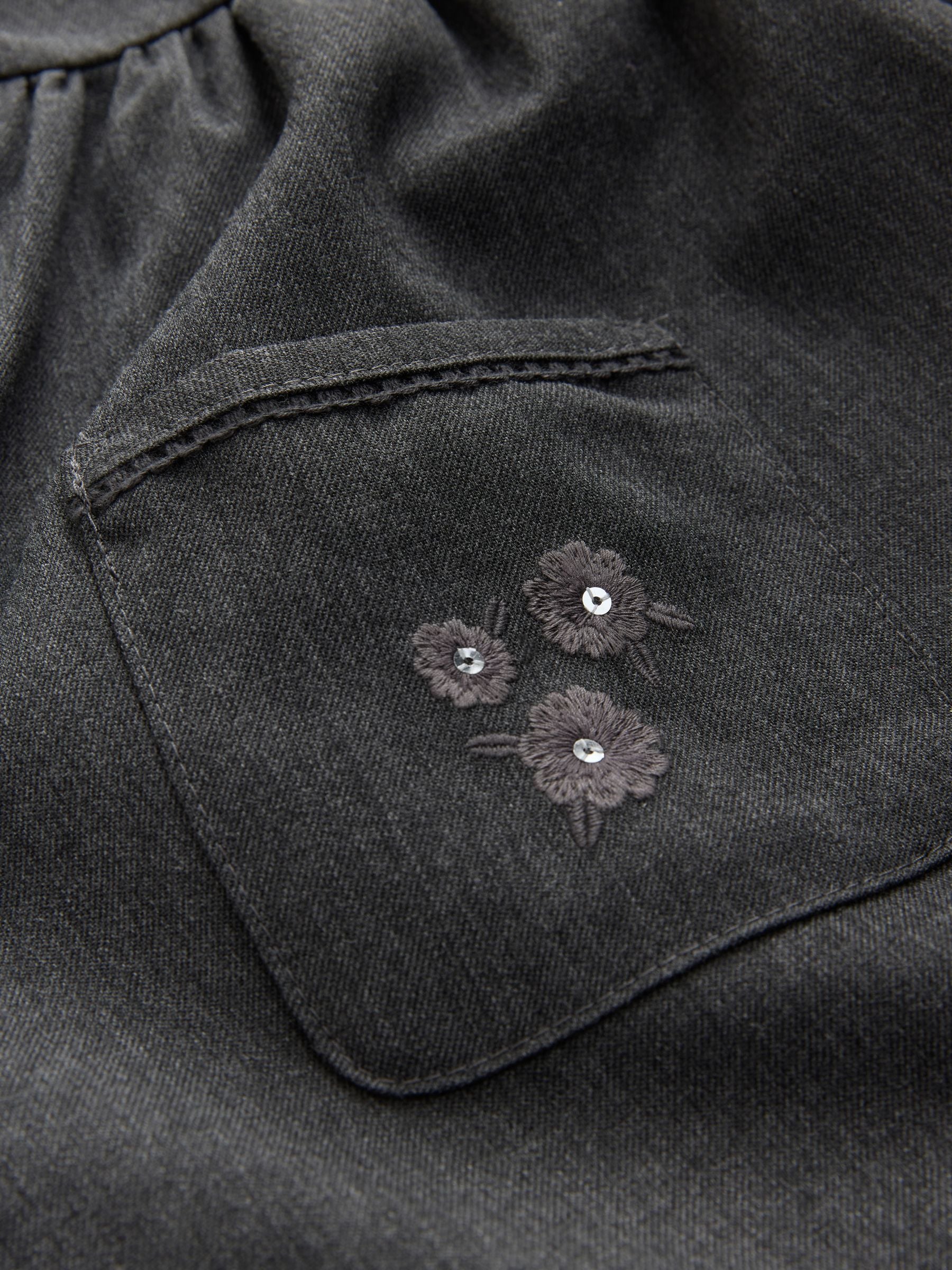 Grey Button Front Embroidered Pinafore School Dress (3-14yrs) image 9