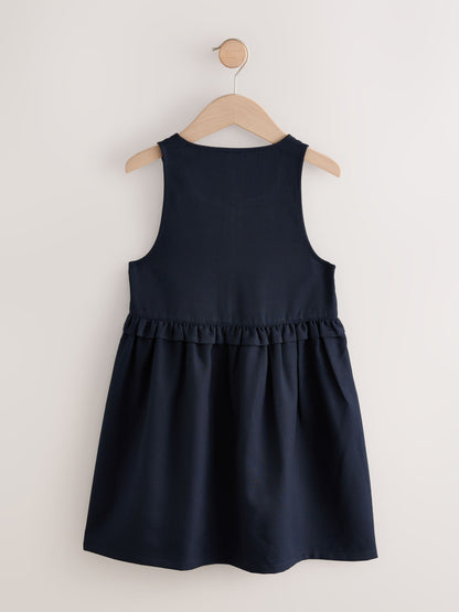 Navy Blue Zip Front Frill Waist School Pinafore Dress (3-14yrs) image 5