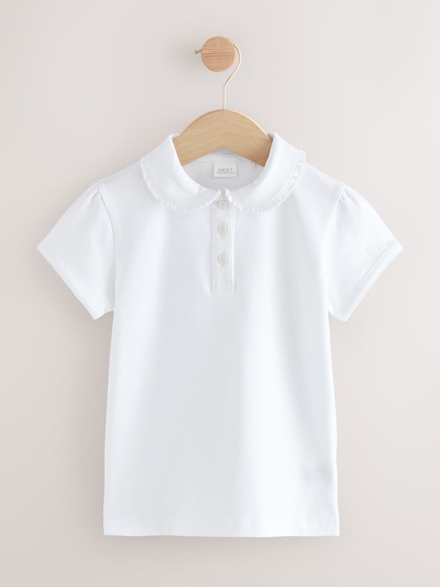 Dsiney Kidz - White Girls 5 Pack Cotton Stretch Frill Collar School Polo Tops (3-16yrs) image 2
