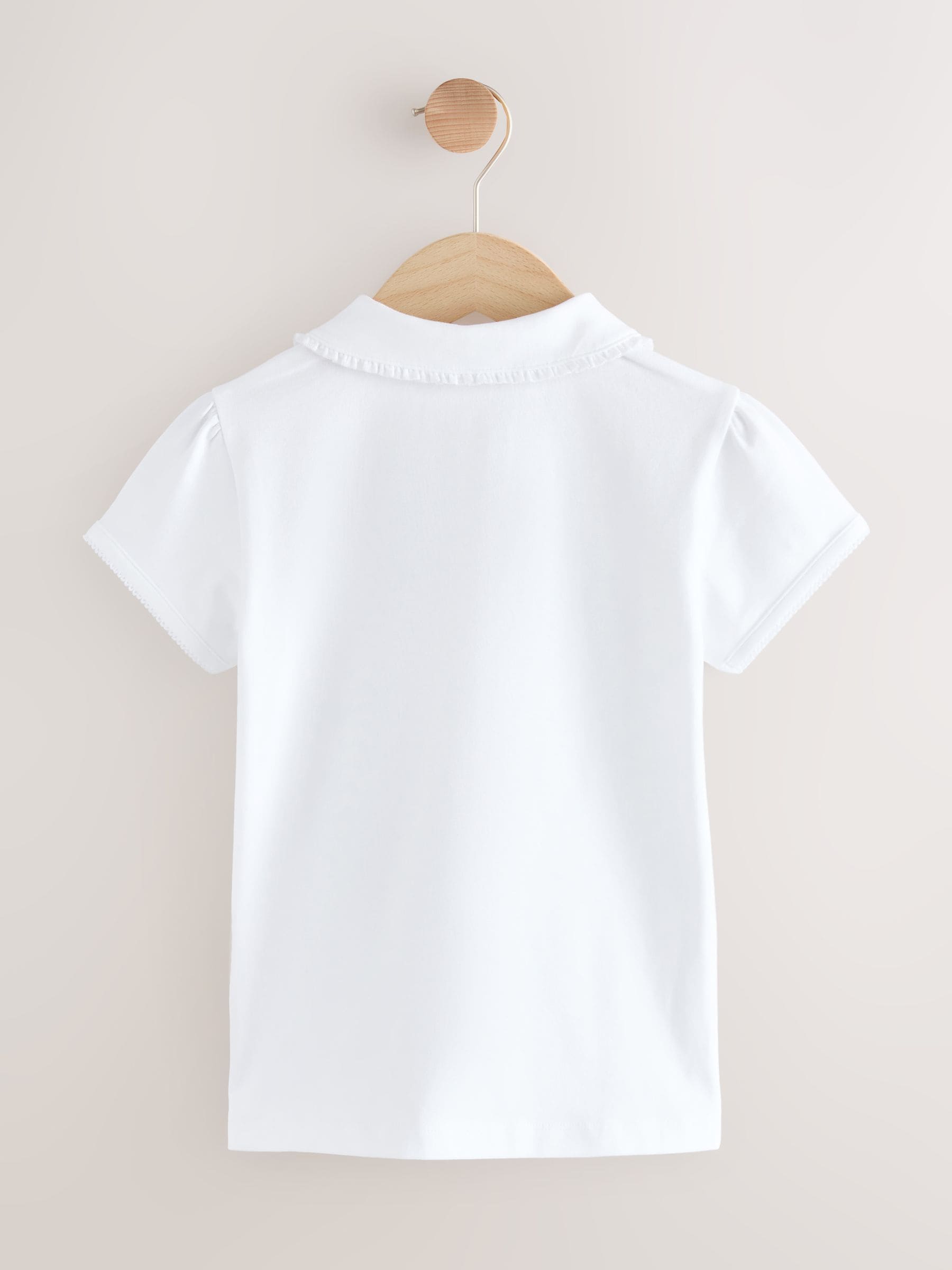 Dsiney Kidz - White Girls 5 Pack Cotton Stretch Frill Collar School Polo Tops (3-16yrs) image 3