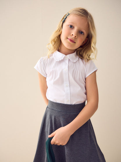 Dsiney Kidz - White Girls Short Sleeve Ruffle Collar School Shirt (3-15yrs) image 1