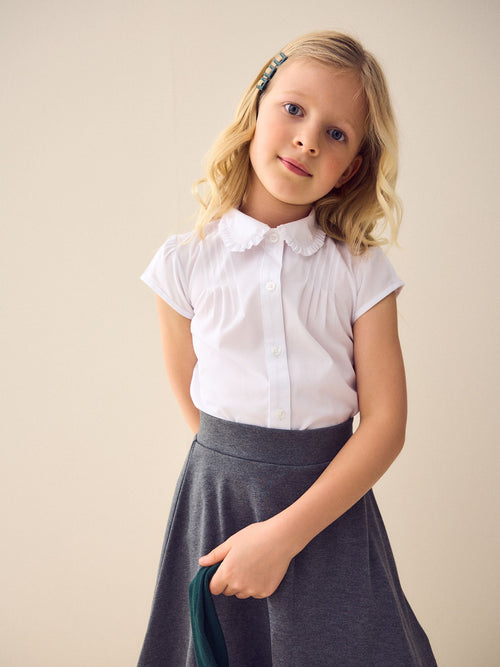 Dsiney Kidz - White Girls Short Sleeve Ruffle Collar School Shirt (3-15yrs) image 1