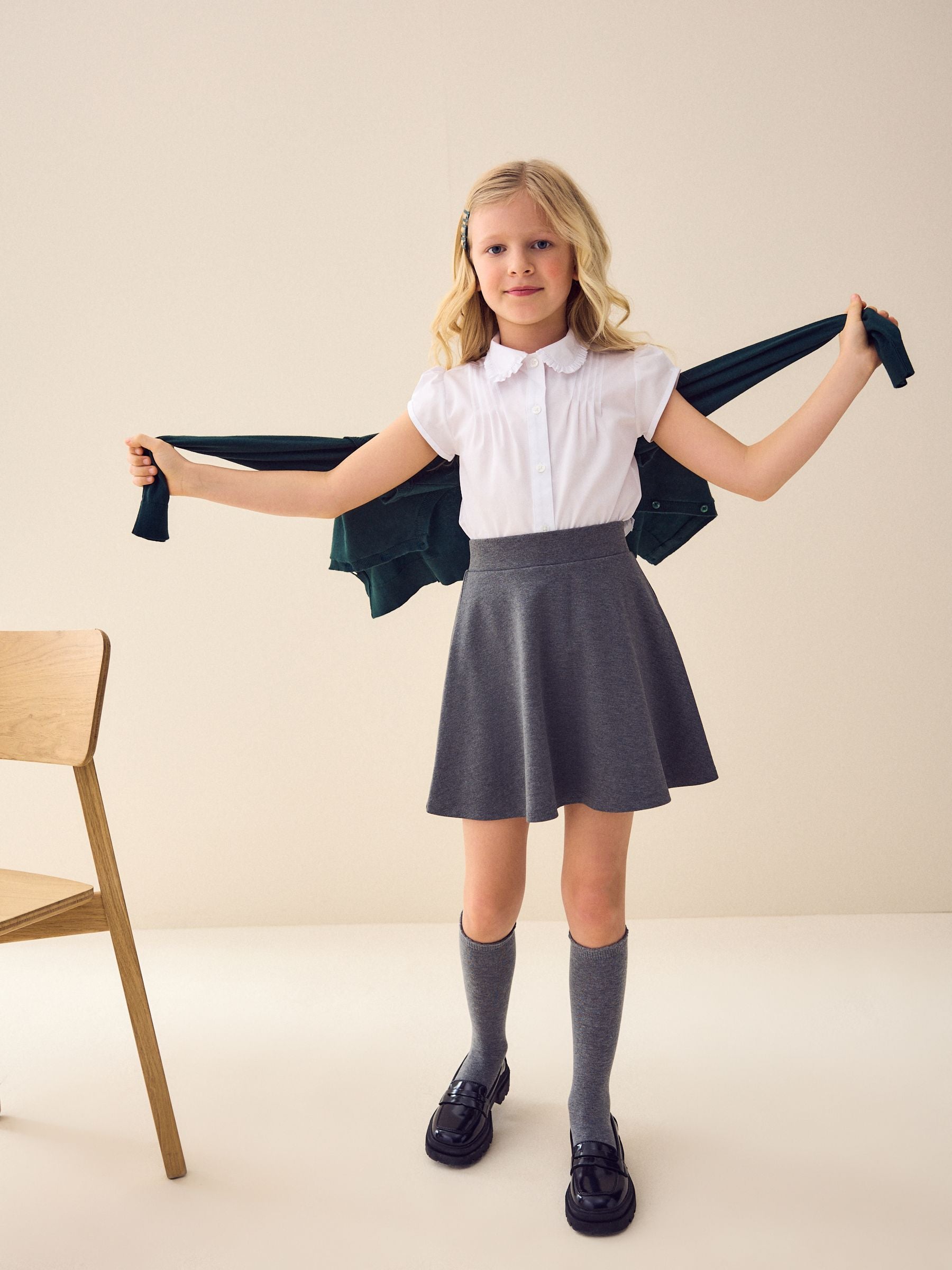 Dsiney Kidz - White Girls Short Sleeve Ruffle Collar School Shirt (3-15yrs) image 2