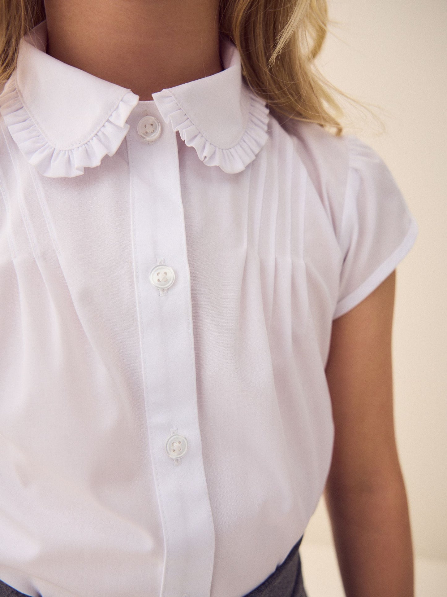 Dsiney Kidz - White Girls Short Sleeve Ruffle Collar School Shirt (3-15yrs) image 5