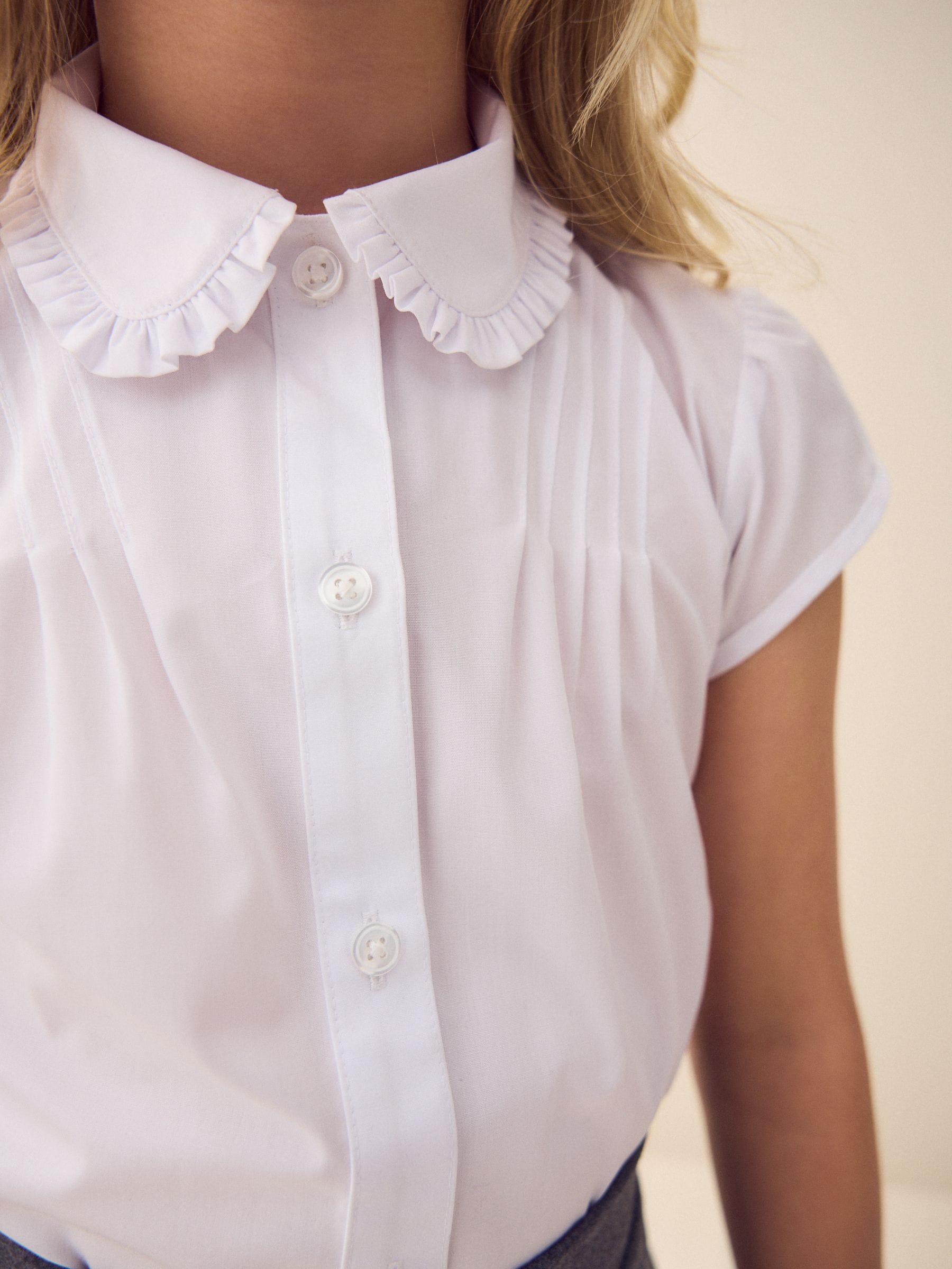 Dsiney Kidz - White Girls Short Sleeve Ruffle Collar School Shirt (3-15yrs) image 5