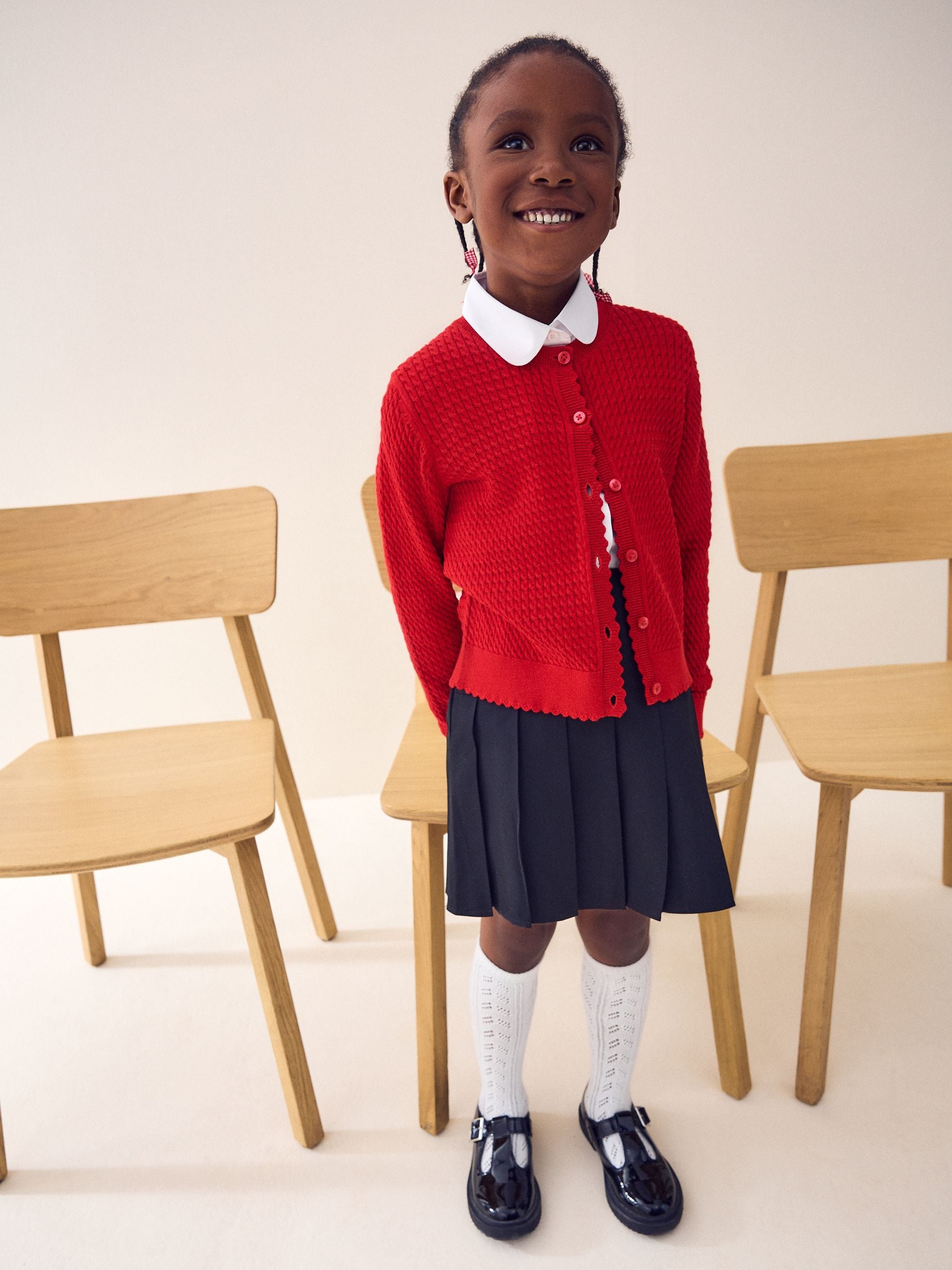 Dsiney Kidz - Red Cotton Rich Cable Knit School Cardigan (3-16yrs) image 2