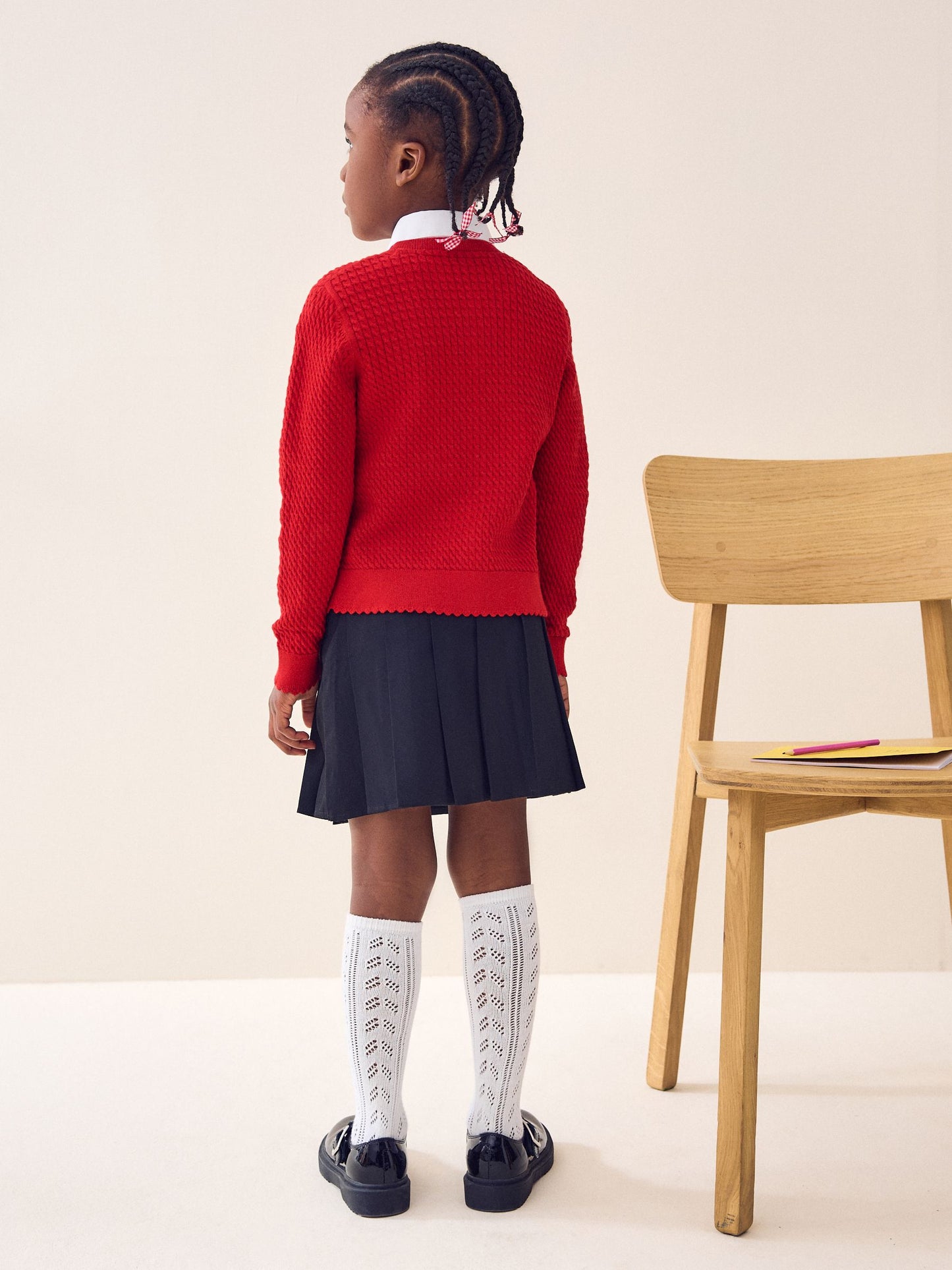 Dsiney Kidz - Red Cotton Rich Cable Knit School Cardigan (3-16yrs) image 3