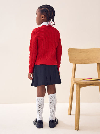 Dsiney Kidz - Red Cotton Rich Cable Knit School Cardigan (3-16yrs) image 3