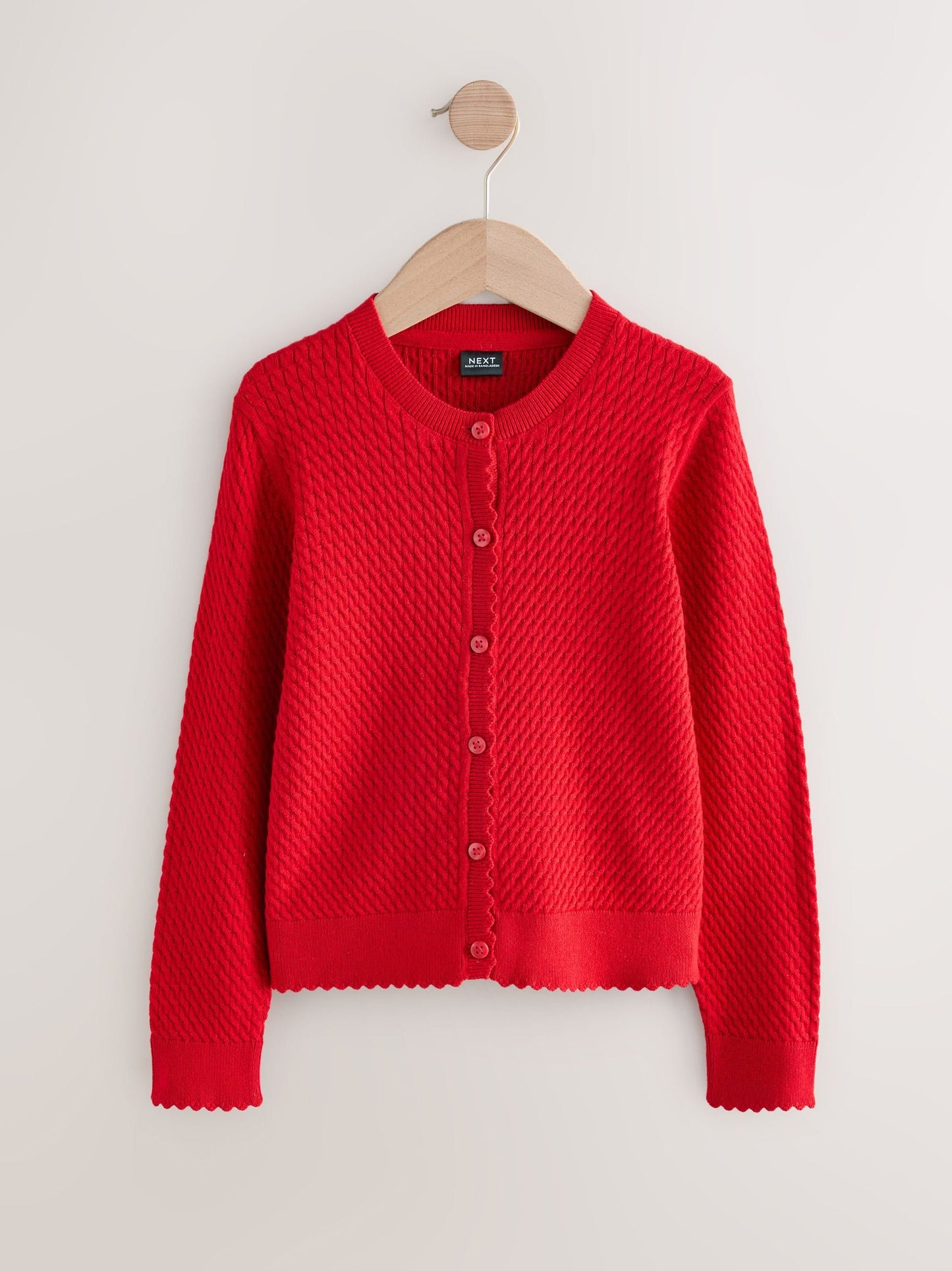 Dsiney Kidz - Red Cotton Rich Cable Knit School Cardigan (3-16yrs) image 5