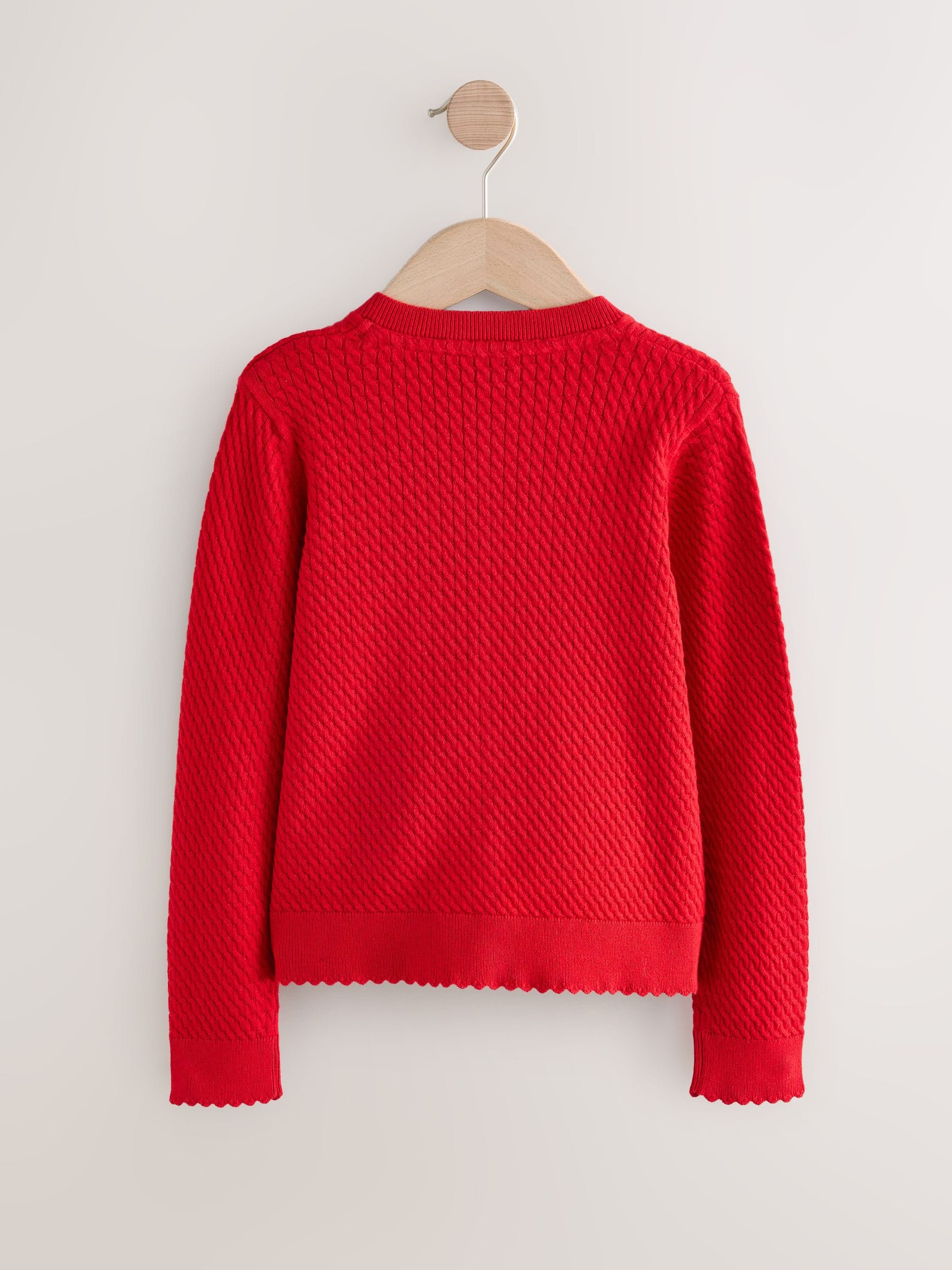Dsiney Kidz - Red Cotton Rich Cable Knit School Cardigan (3-16yrs) image 6