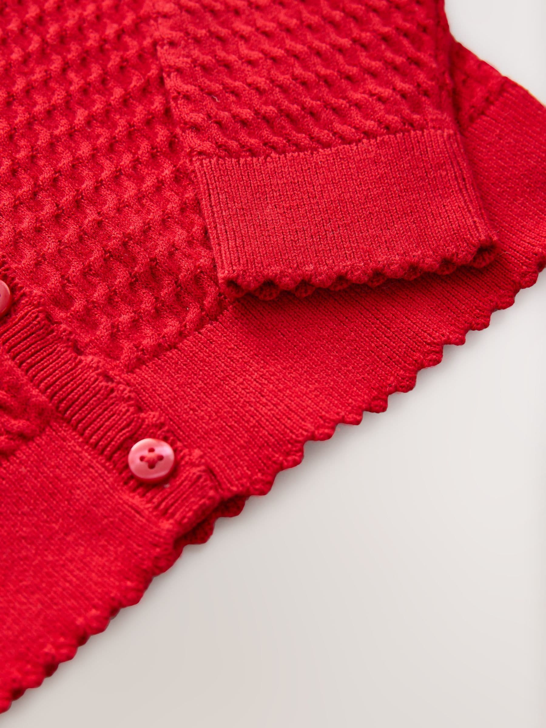 Dsiney Kidz - Red Cotton Rich Cable Knit School Cardigan (3-16yrs) image 8