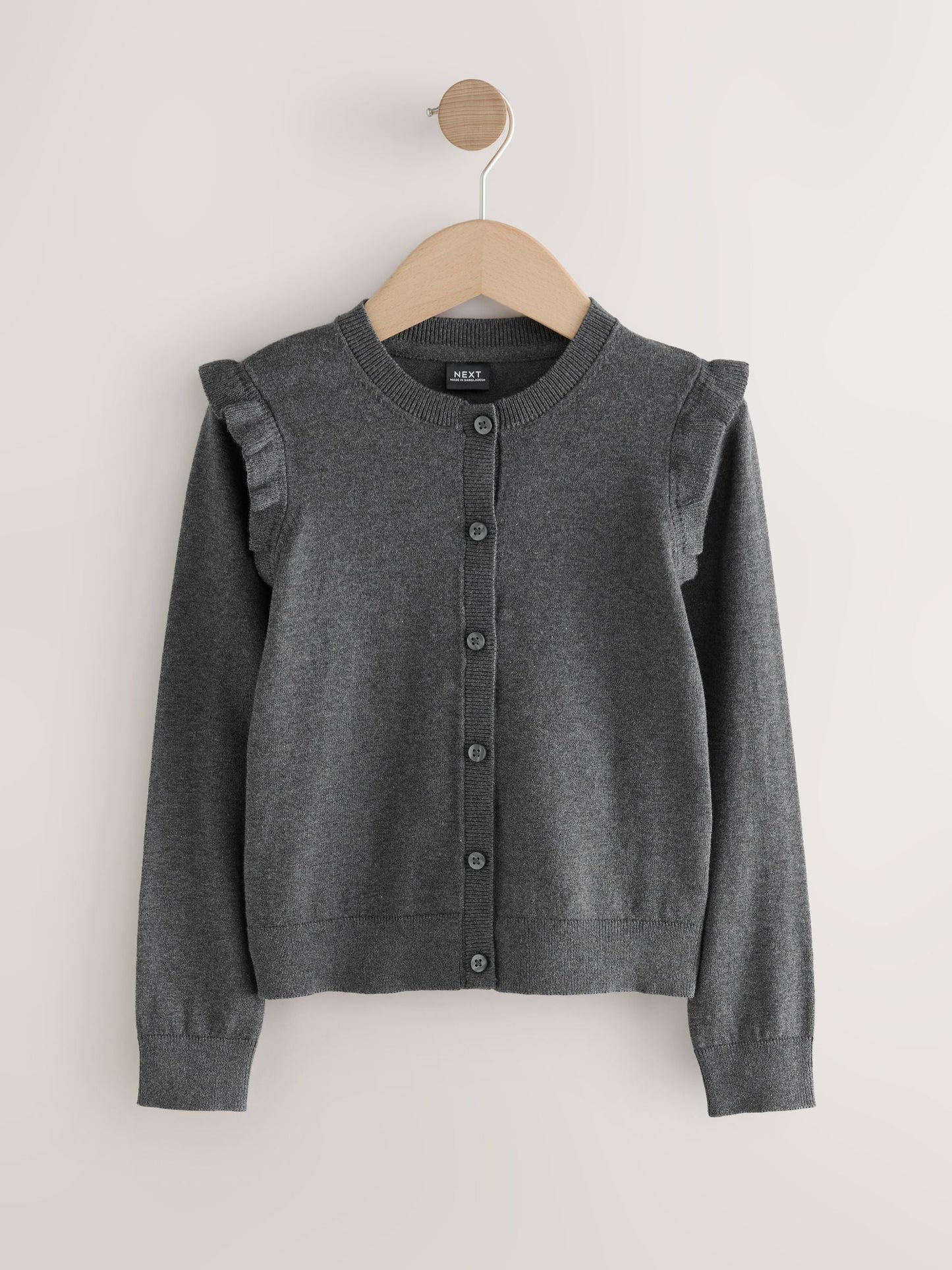 Dsiney Kidz - Grey Cotton Rich Frill Shoulder School Cardigan (3-16yrs) image 7