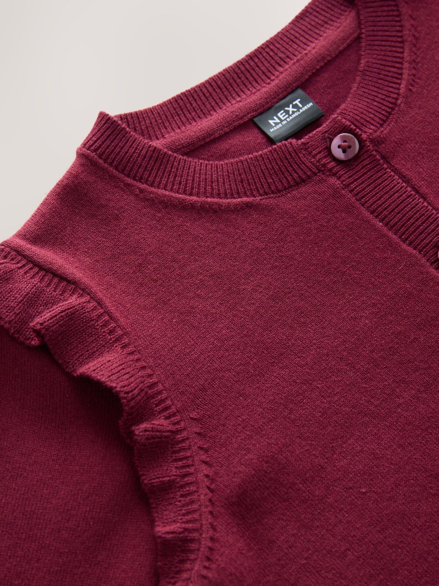 Dsiney Kidz - Burgundy Red Cotton Rich Frill Shoulder School Cardigan (3-16yrs) image 8