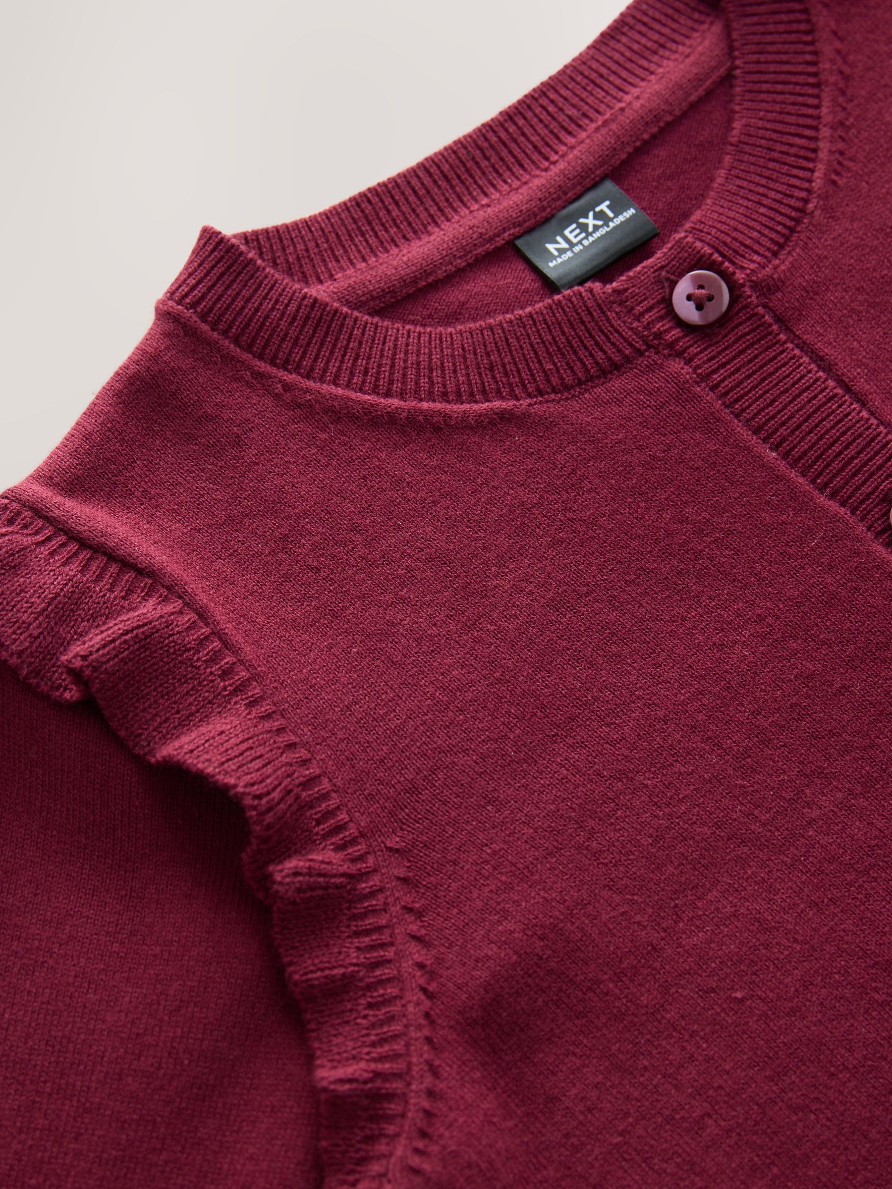 Dsiney Kidz - Burgundy Red Cotton Rich Frill Shoulder School Cardigan (3-16yrs) image 8