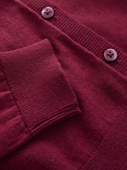 Dsiney Kidz - Burgundy Red Cotton Rich Frill Shoulder School Cardigan (3-16yrs) image 9