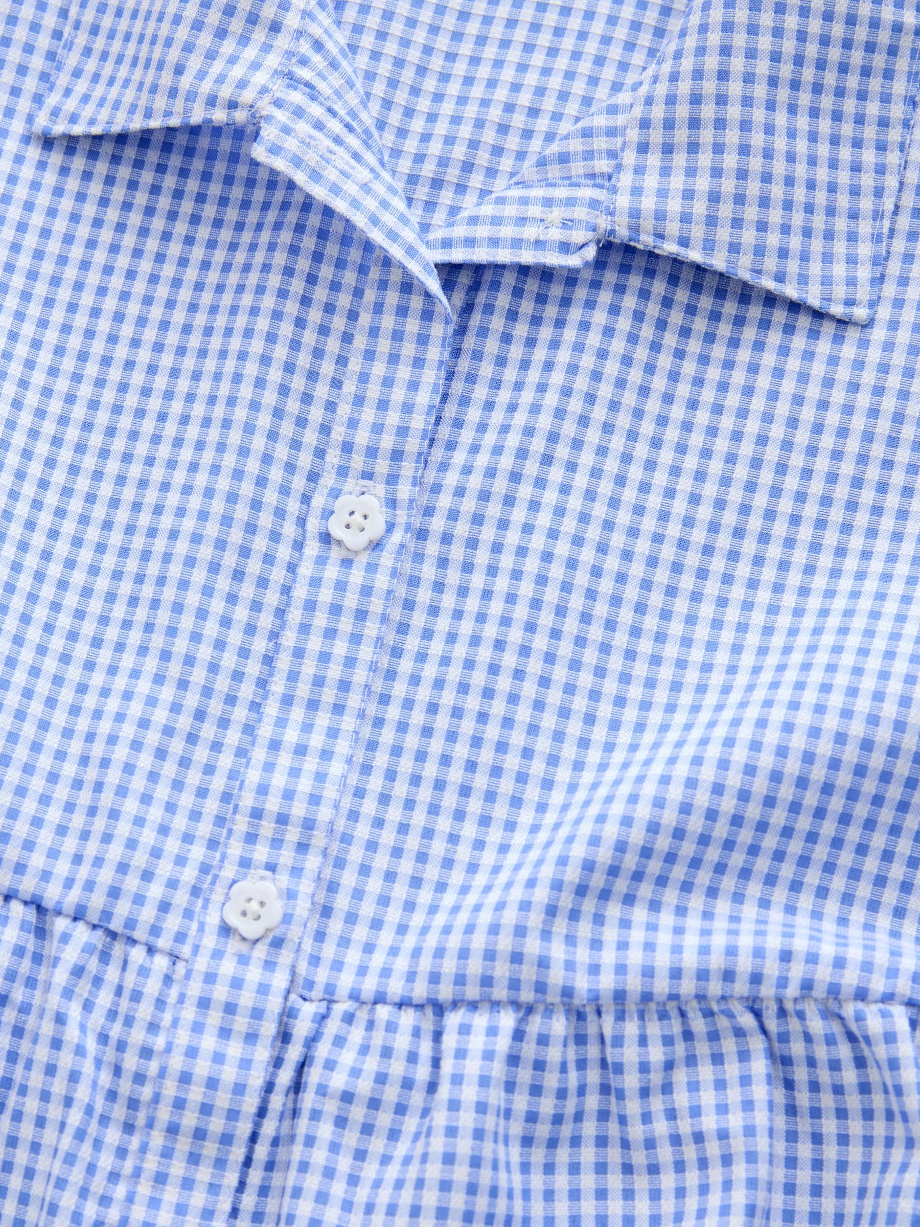Blue Cotton Rich School Gingham Tiered Shirt Collar Dress (3-14yrs) image 7