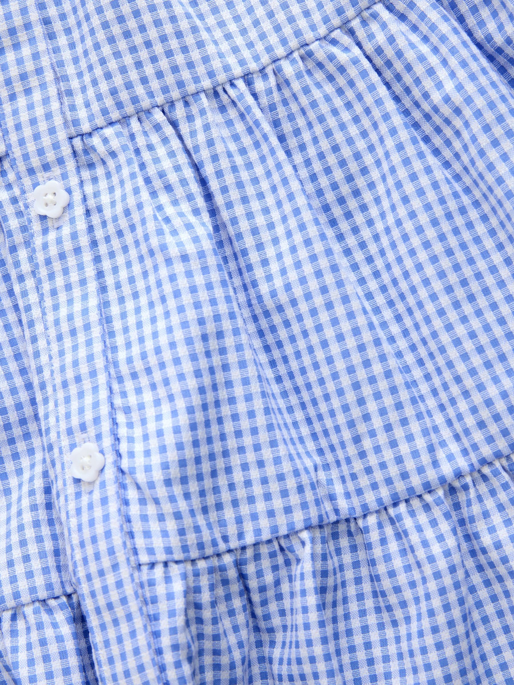 Blue Cotton Rich School Gingham Tiered Shirt Collar Dress (3-14yrs) image 8