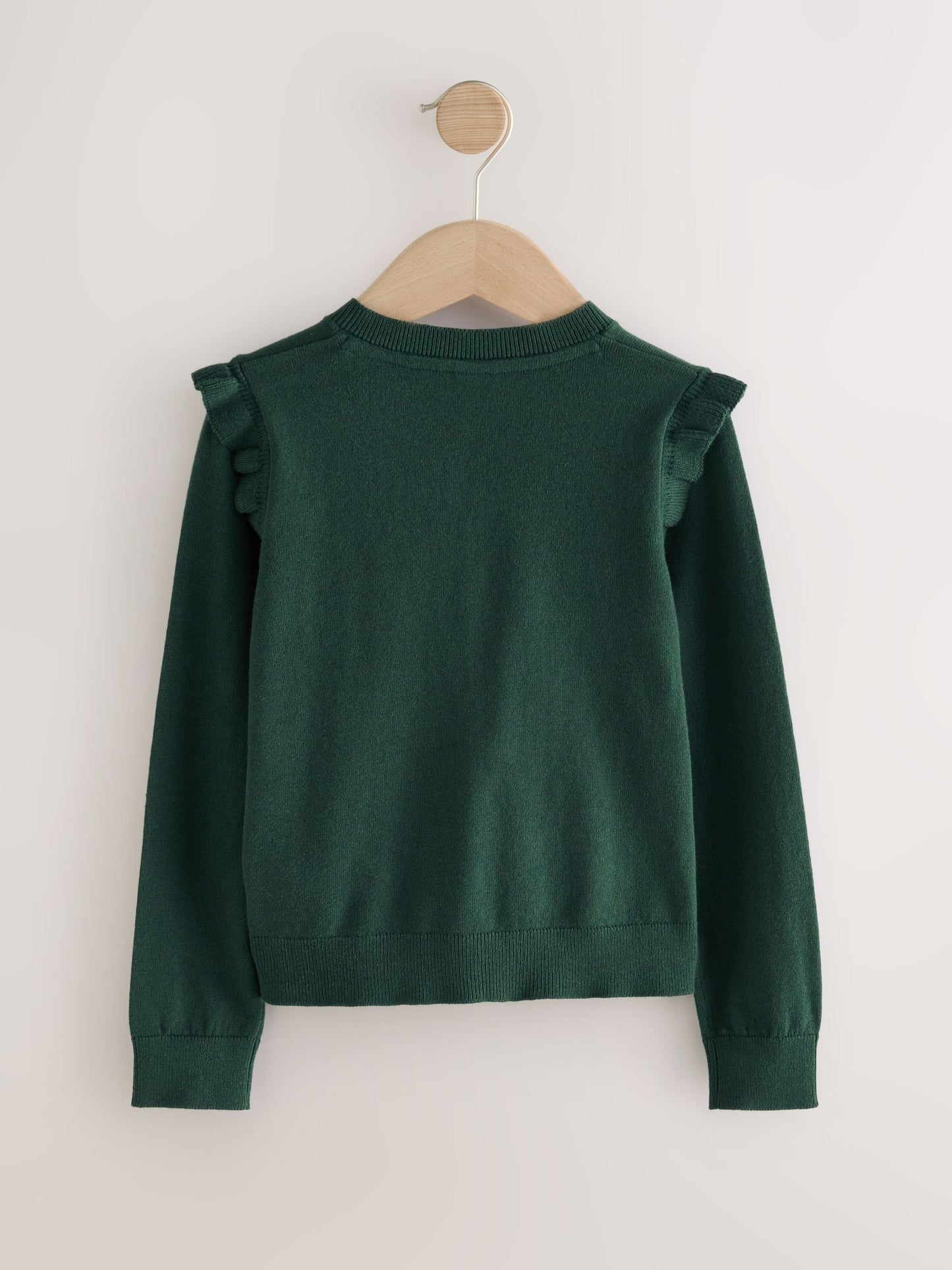 Dsiney Kidz - Green Cotton Rich Frill Shoulder School Cardigan (3-16yrs) image 6
