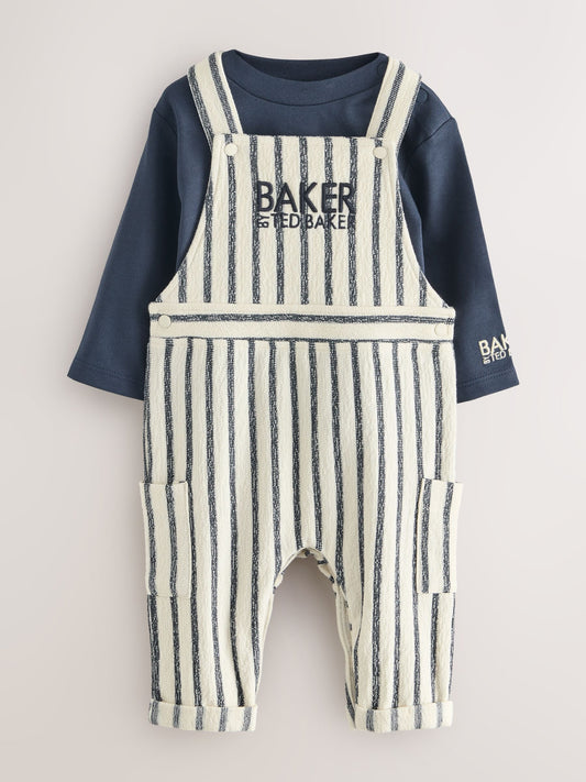 Baker by Ted Baker Long Sleeve T-Shirt and Striped Dungarees Set image 1