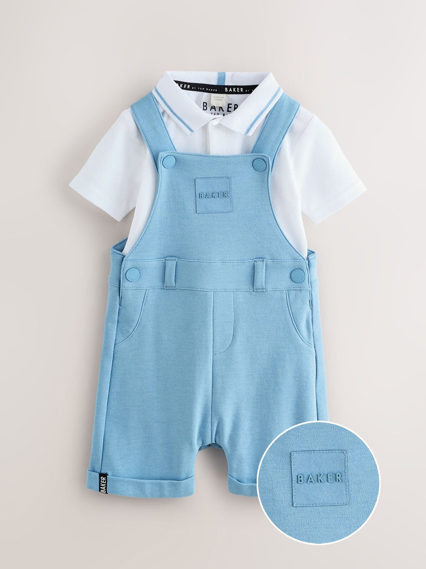 Baker by Ted Baker Blue Dungarees and Polo Shirt Set