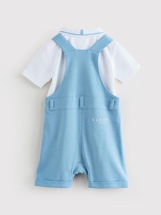 Baker by Ted Baker Blue Dungarees and Polo Shirt Set