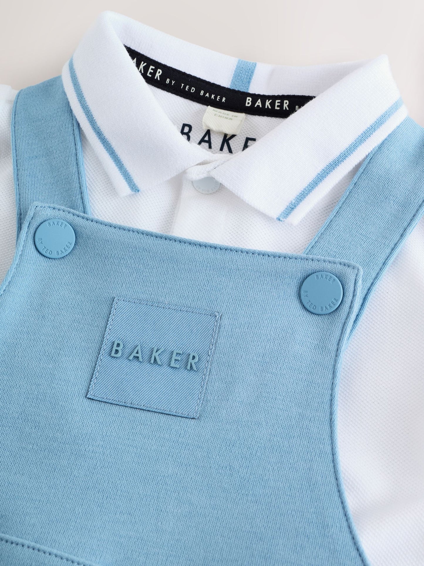 Baker by Ted Baker Blue Dungarees and Polo Shirt Set