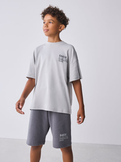 Baker by Ted Baker Oversized Tonal Graphic T-Shirt and Shorts Set image 1