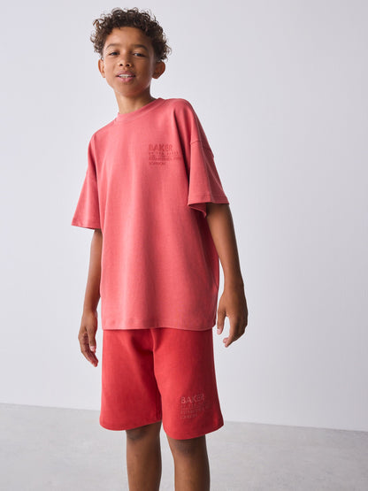 Baker by Ted Baker Oversized Tonal Graphic T-Shirt and Shorts Set image 3