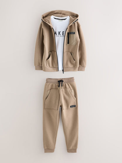 Baker by Ted Baker Zip Through Hoodie T-Shirt And Joggers 3 Piece Set